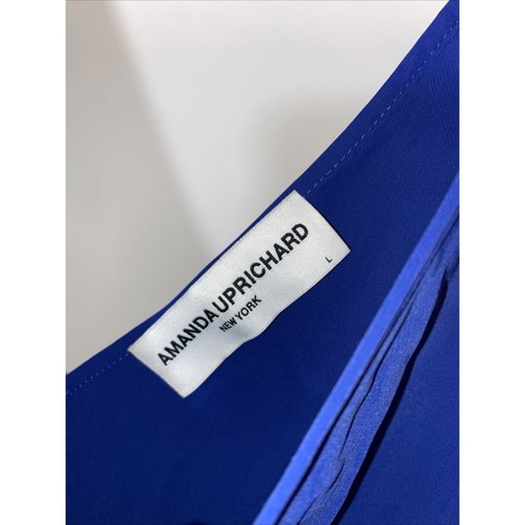 Amanda Uprichard Women’s Large Shift Dress Monty Blue Handkerchief Hem - Picture 3 of 6